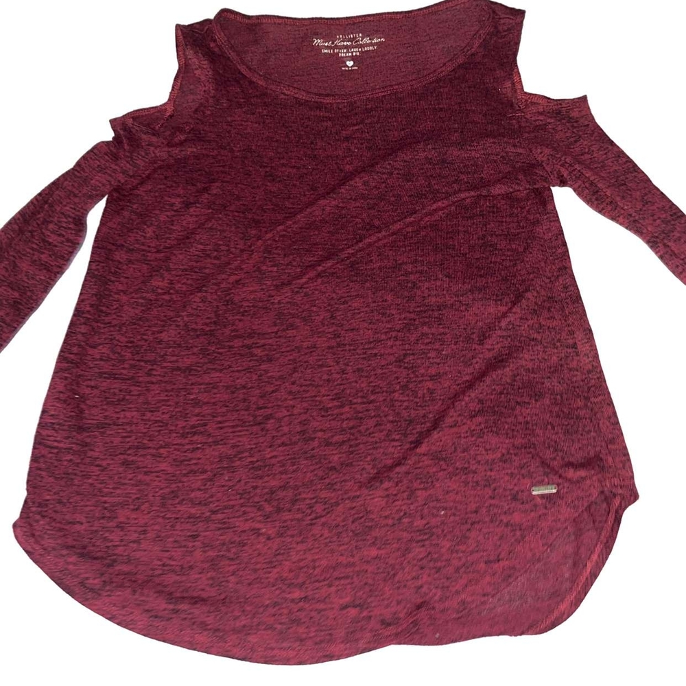 Women's Burgundy Cold Shoulder Top